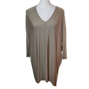 Joy Joy Taupe Oversized Tunic NWT Size XS Tan V-Neck Tunic
